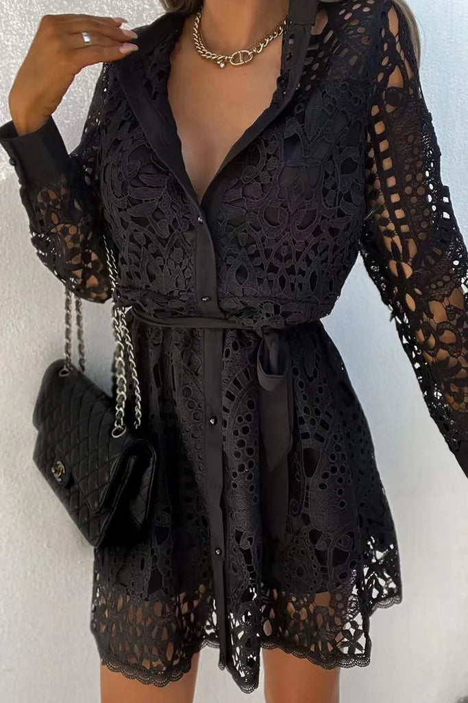 WW | Abendkleid für Damen, V-Ausschnitt, Lange Ärmel, Spitz, Festival Outfit