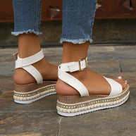 WW | Sommer Sandalen Mit Schnallenriemen Und Plateau