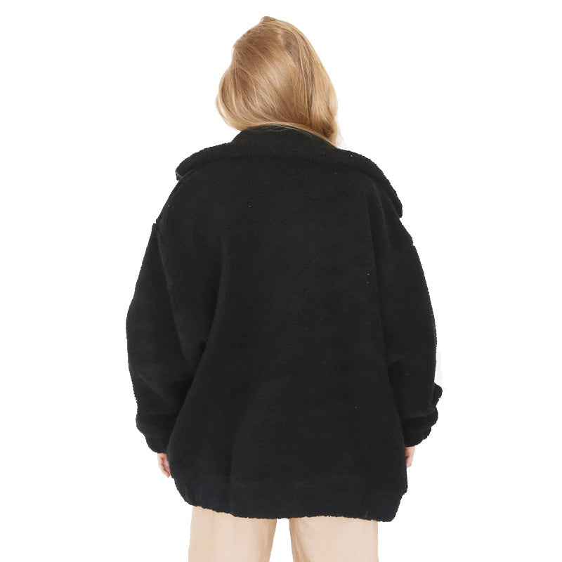 WW | Damen Fleece Sweatshirt Mit Breitem Kragen