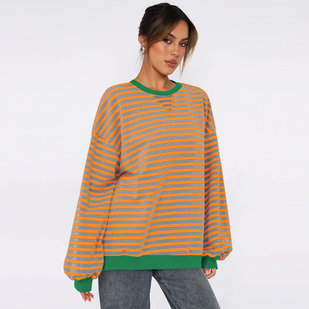 WW | Übergroßer Pullover Gestreifter, Gemütlicher Pullover