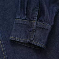 WW | Dunkle Denim Bluse Mit Schleifenkragen