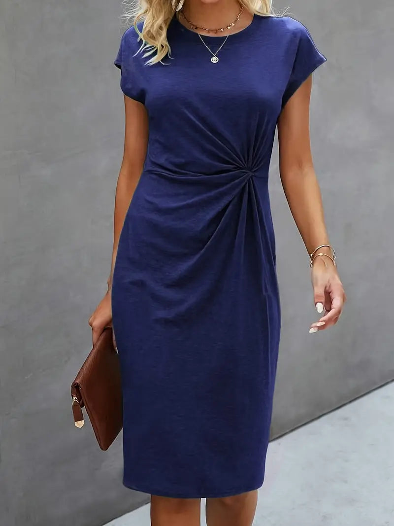 Damen figurbetontes Kleid mit Rundhalsausschnitt
