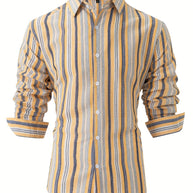 WW | Gestreiftes Baumwoll Leinen Herrenhemd für entspannte Looks