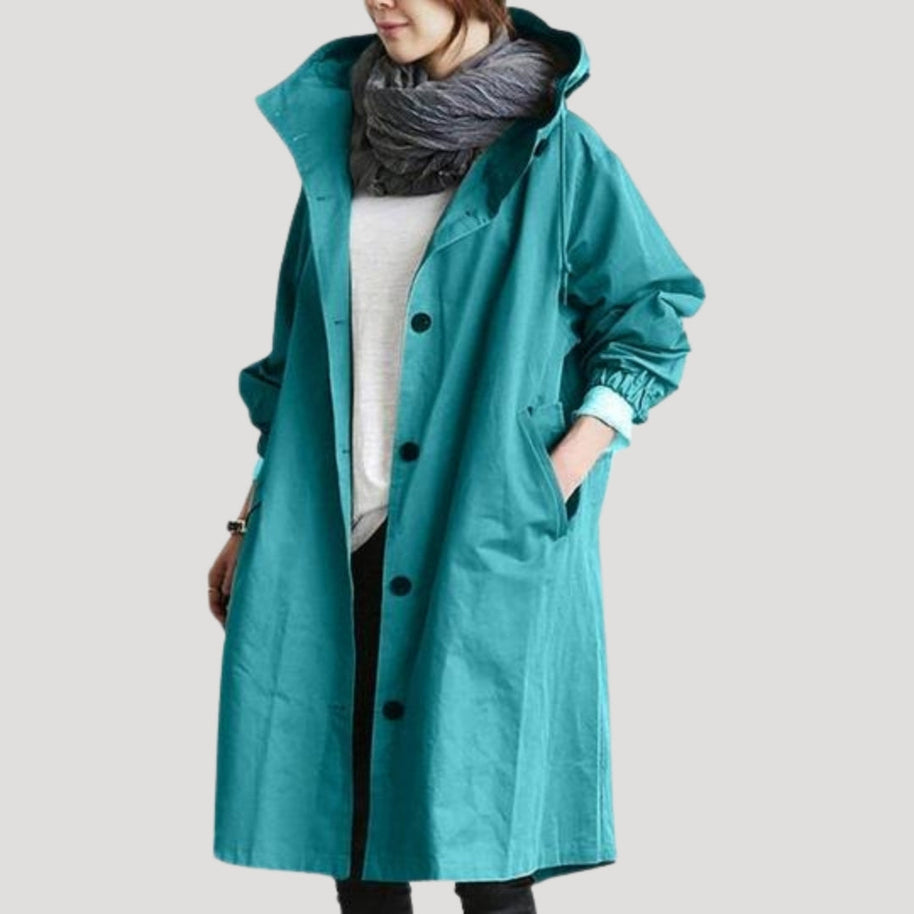 WW | Damen Trenchcoat lang leicht mit Kapuze Jacke