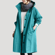 WW | Damen Trenchcoat lang leicht mit Kapuze Jacke