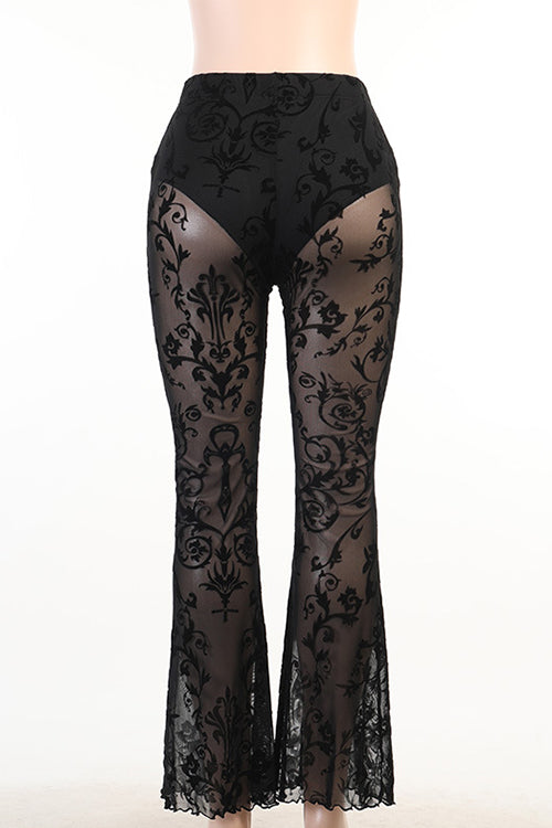 W&W Mode | Rosiedress Elastischer Bund Glockenboden Netzspitzenhose