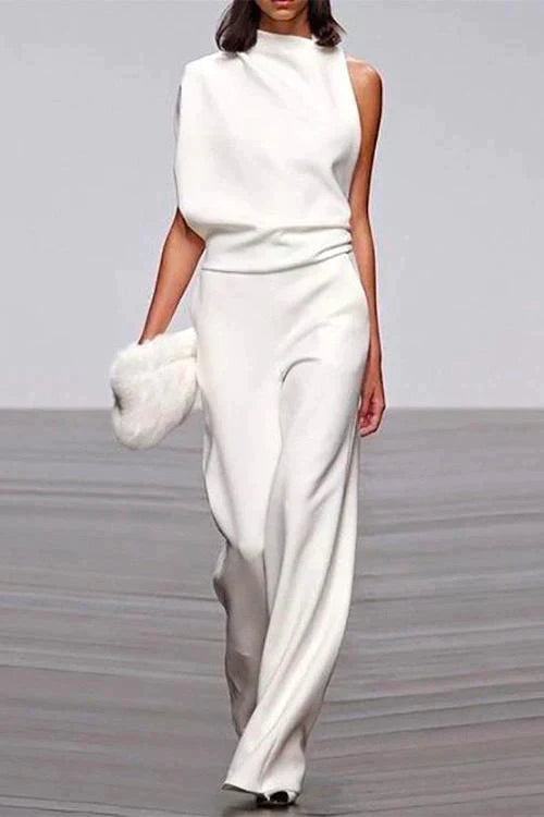 W&W Mode | Rosiedress Cowl Neck One Shoulder Batwing Sleeve Party Suit