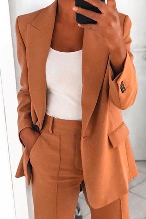 WW | Rosiedress Ein-Knopf Einfarbiger Büro Blazer Jacke