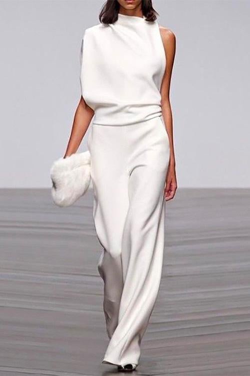 WW | Rosiedress Ein Schulter Taille Weitbeiniges Jumpsuit
