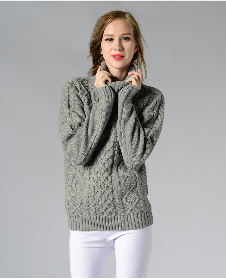WW | Damen Rollkragenpullover mit langen Ärmeln und Kabelstrick