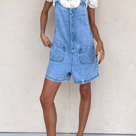 WW | Rosiedress Knopfverschluss Mit Taschen Denim Einteiler