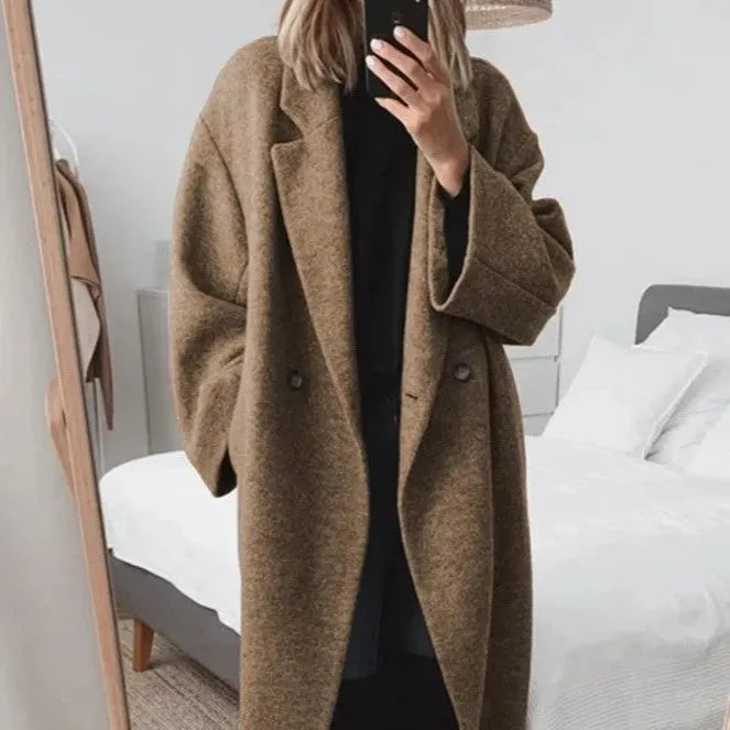 W&W Mode | Oversize Damen-Mantel Mit Reverskragen aus edlem Mischgewebe