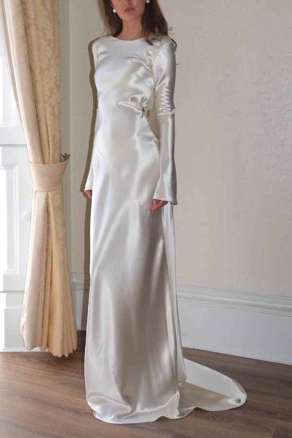 WW | Pearl Eden Satin Rückwärtig Offene Cowl Neck Gown Maxi Kleid