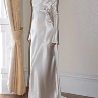 WW | Pearl Eden Satin Rückwärtig Offene Cowl Neck Gown Maxi Kleid