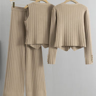 WW | Elegantes Strickweste- Mit Cardigan- Und Hosen-Set