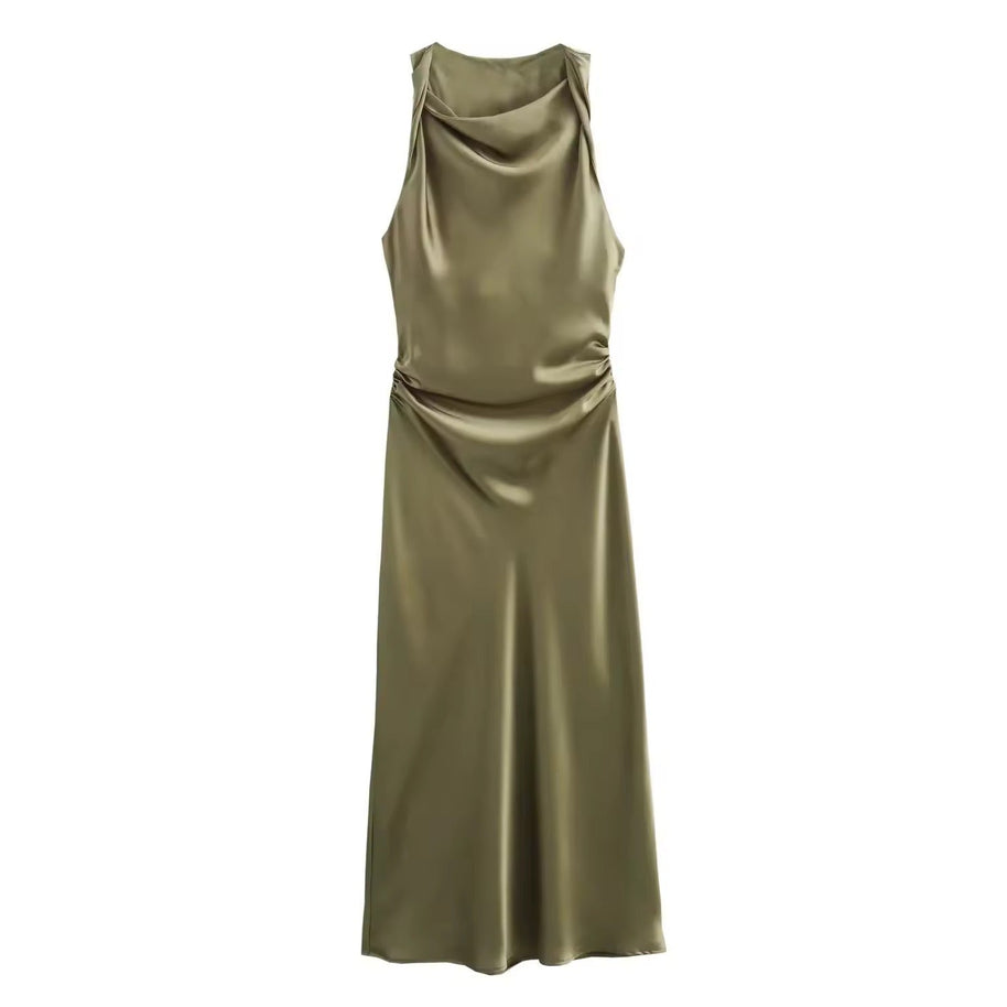 WW | Satin Maxikleid Elegante Drapierung