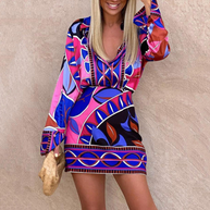 WW | Elegante Bluse mit Langen Ärmeln und Farbiger Rock