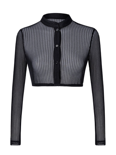 W&W Mode | Hochgeschlossen Langarm Damen Schwarz Dirndlblusen