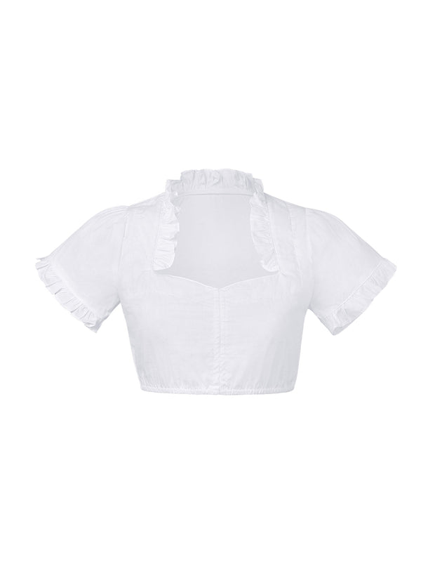 WW | Kurzarm Herz Ausschnitt Weiß Damen Dirndlblusen