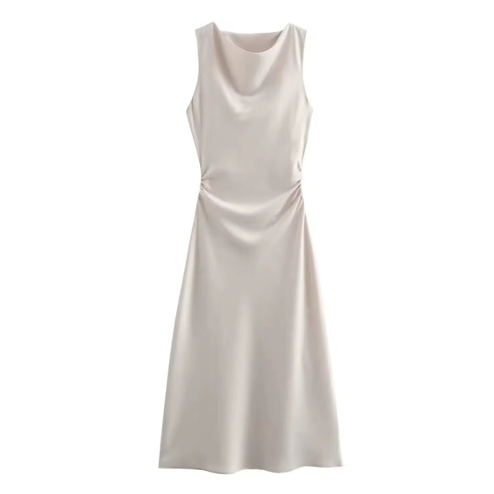 W&W Mode | Satin Maxikleid Elegante Drapierung