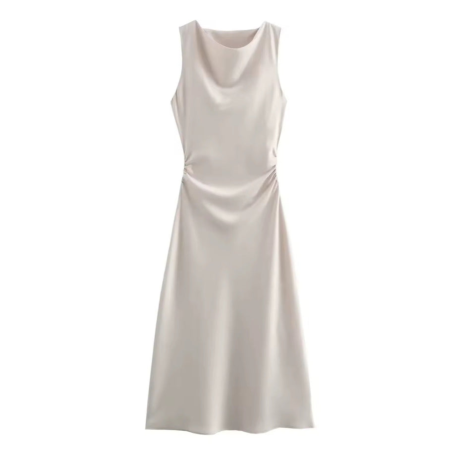 WW | Satin Maxikleid Elegante Drapierung