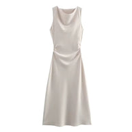 WW | Satin Maxikleid Elegante Drapierung