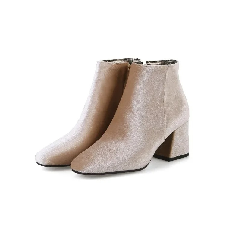 WW | Elegante Stiefeletten mit Quadratzehen und Hohem Absatz Damen Stiefeletten