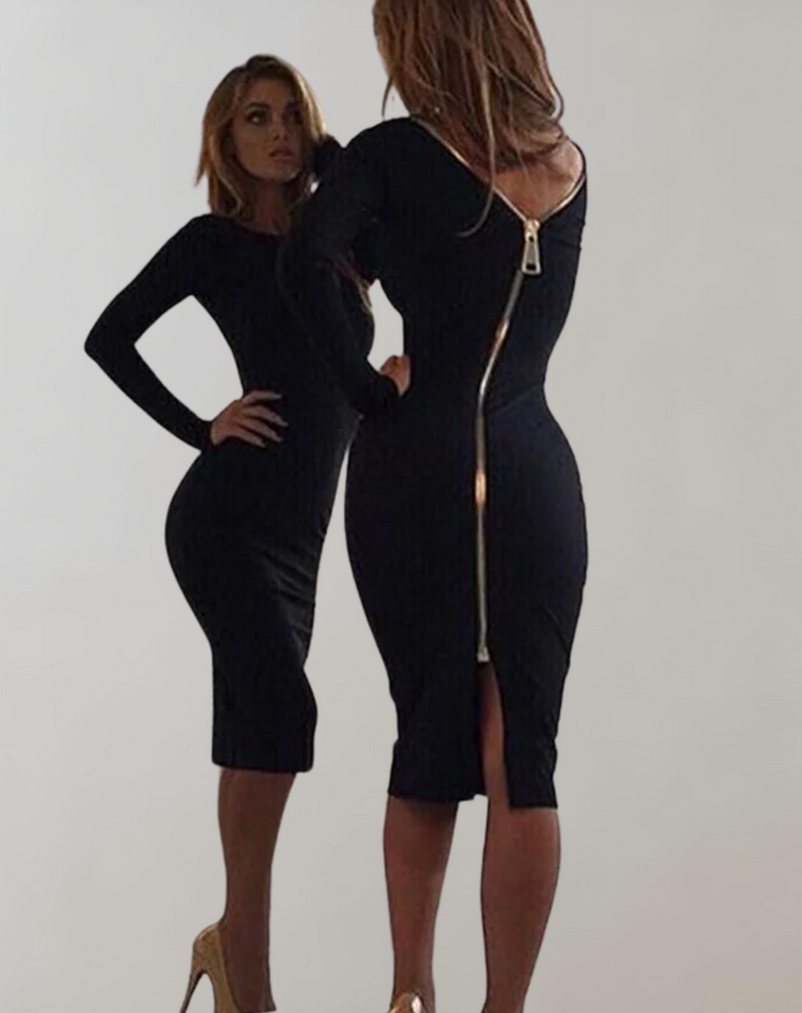 W&W Mode - Langärmliges Kleid mit Rückenreißverschluss