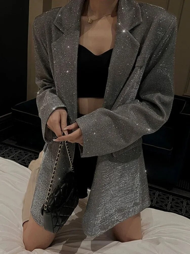 WW | Eleganter Glitzer Blazer Für Frauen