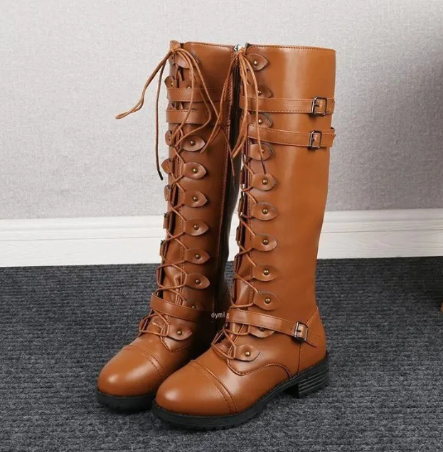 W&W Mode | Retro Schnürstiefel Mit Schnalle