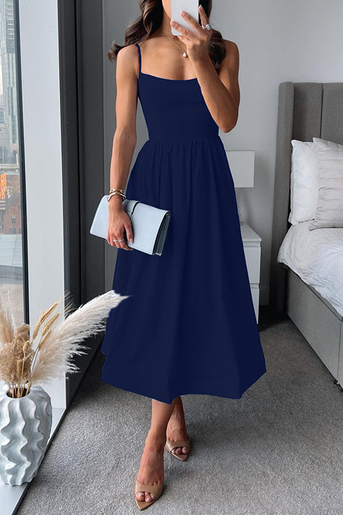 W&W Mode | Midikleid In A-Linie Mit Spaghettiträgern Und Taille