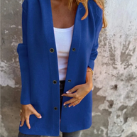 WW | Lange Strickjacken Für Damen Eleganter Strickjacke Mit Kapuze Und Knöpfen