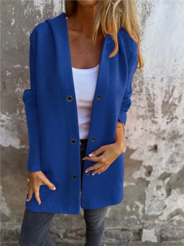 WW | Lange Strickjacken Für Damen Eleganter Strickjacke Mit Kapuze Und Knöpfen