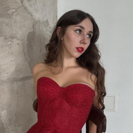 WW | Trägerlos Glitzer Rot Korsett Mini Kleid