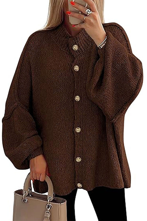 WW | Rosiedress Knopf-Down Ballonärmel Pullover Cardigan