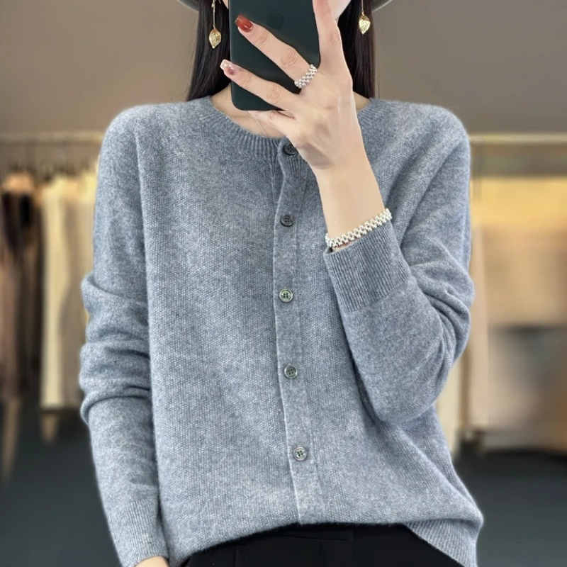 WW | Wolljacke Damen Strickjacke mit Knopfleiste, Weiches Material