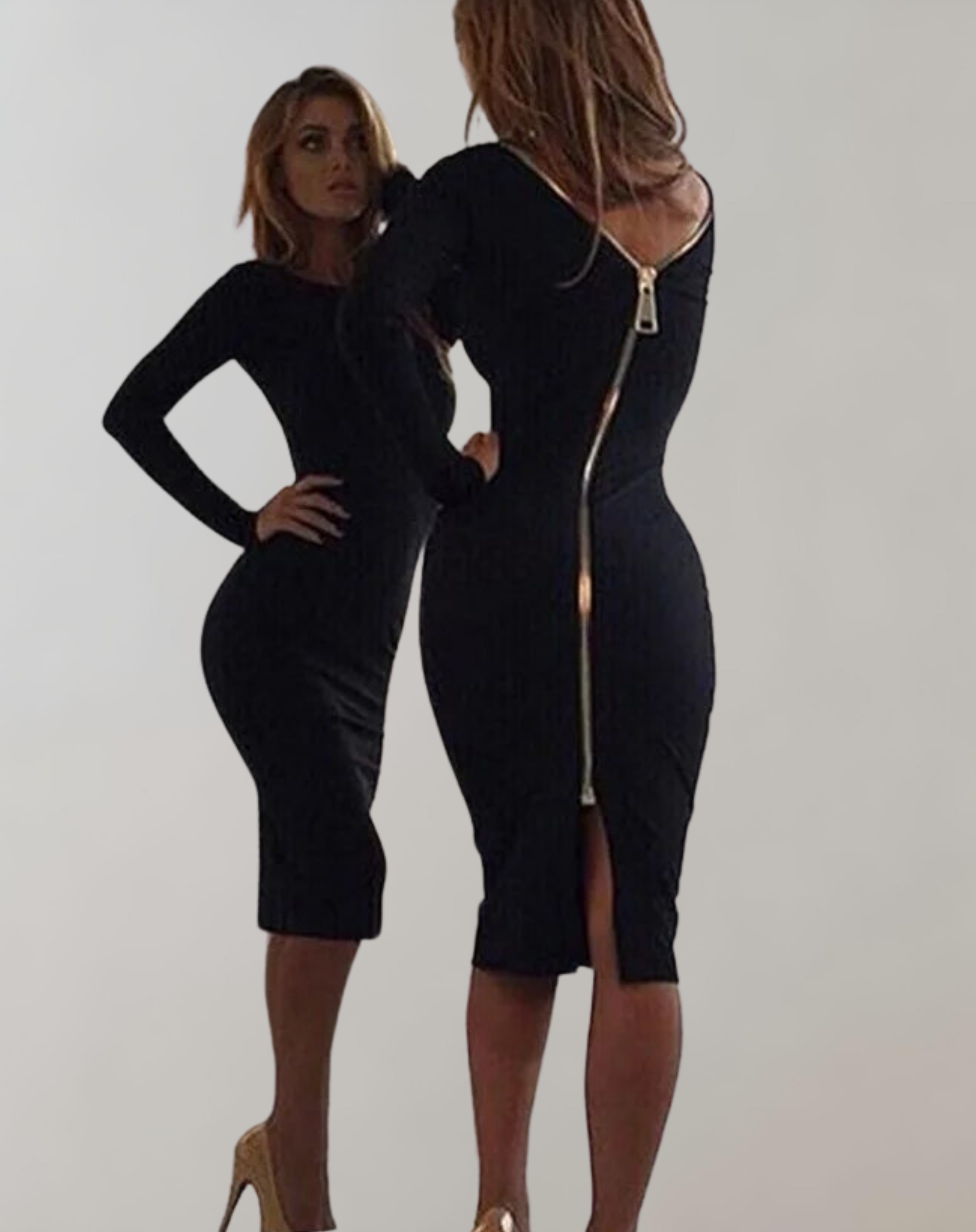 WW - Langärmliges Kleid mit Rückenreißverschluss