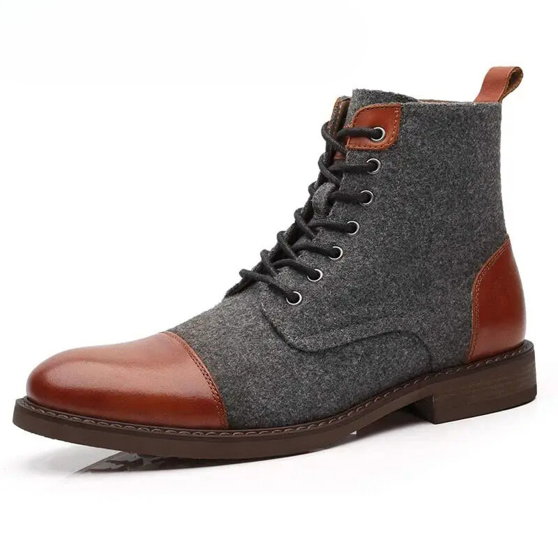 W&W Mode | Stylische Herrenschuhe Stiefel Mit Leder Und Stoffeinsatz