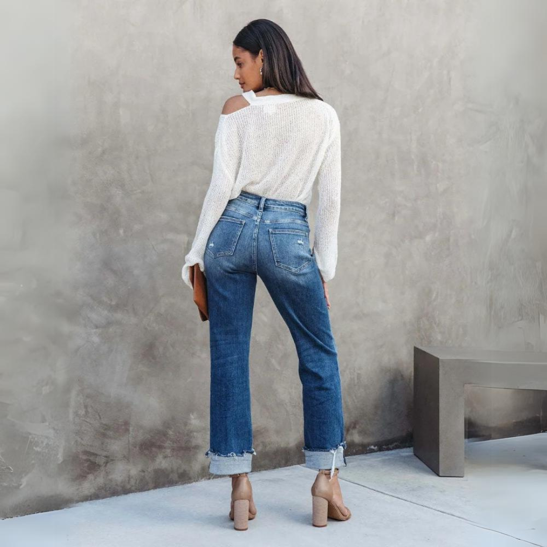 W&W Mode | Hoch Geschnittene Jeanshose