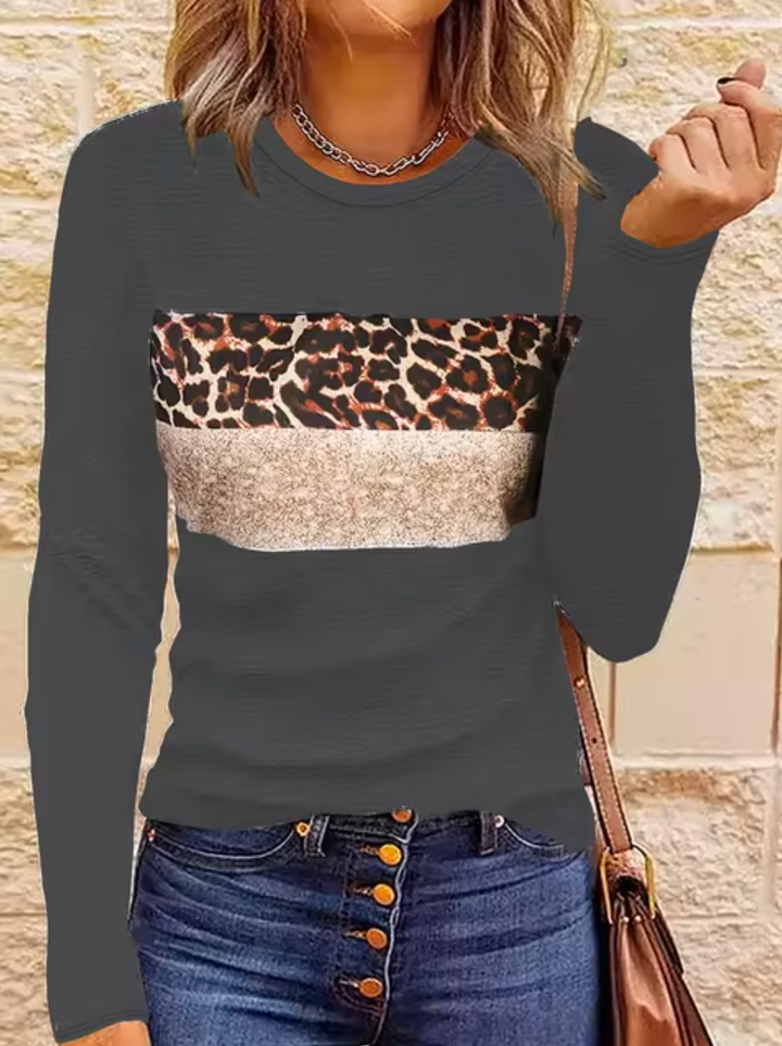 W&W Mode | Langarm-T-Shirt mit Leopardenmuster