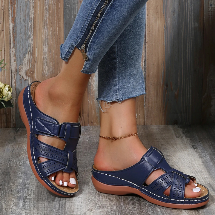 W&W Mode | orthopädische Ledersandalen für Frauen mit offener Zehenpartie