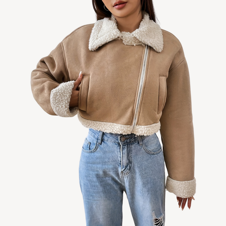 W&W Mode | Damen Kunstfell Wildlederjacke
