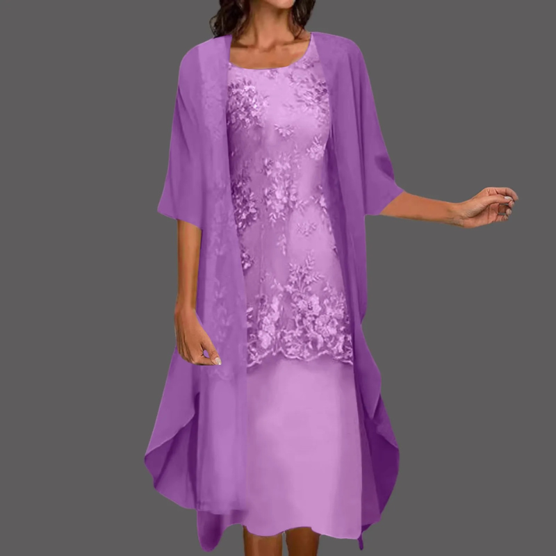 WW | Damen Stilvolles Kleid mit Cardigan Midi