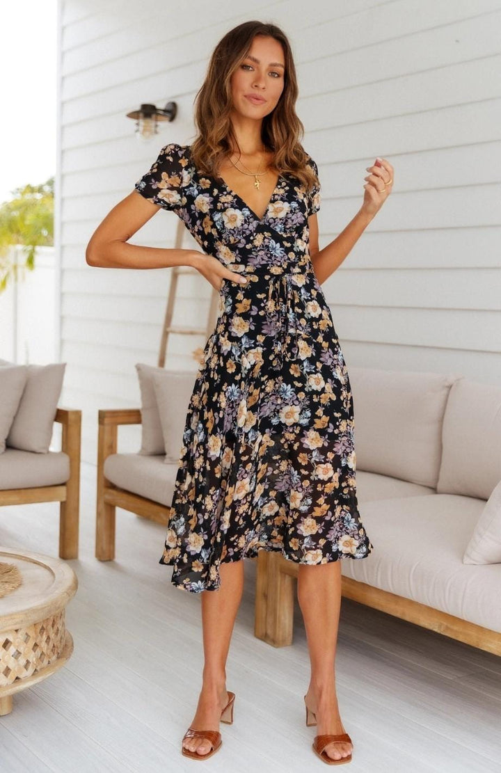 W&W Mode | Kleid in Midi Länge, Ideal Für Frühling Und Den Täglichen Gebrauch
