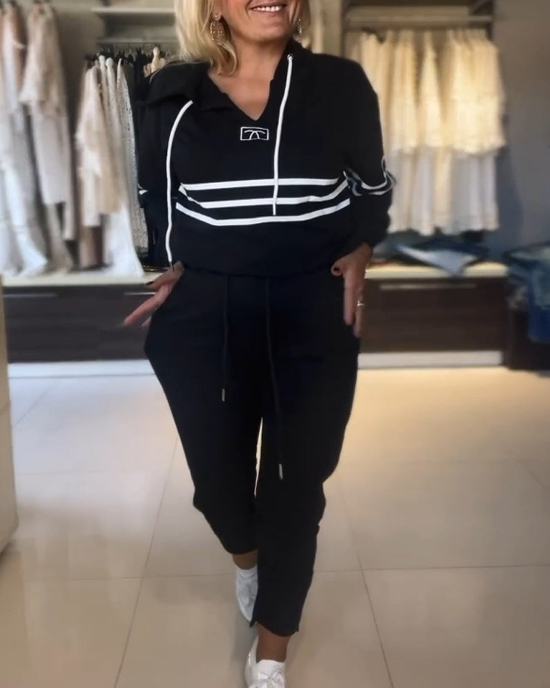 W&W Mode | Set aus gestreifter Hose und Kapuzenjacke