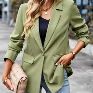WW | Damen Blazer mit Einem Knopf, Langen Ärmeln, Tailliertem Schnitt, Lässig Chic
