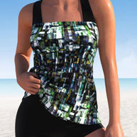 WW – Tankinis mit eckigem Ausschnitt und Aufdruck
