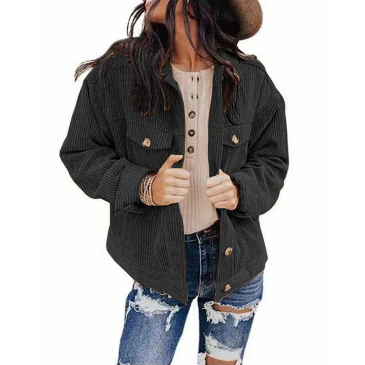 W&W Mode | Damen Jacke Cord Oversize Look Mit Knöpfen Und Brusttaschen