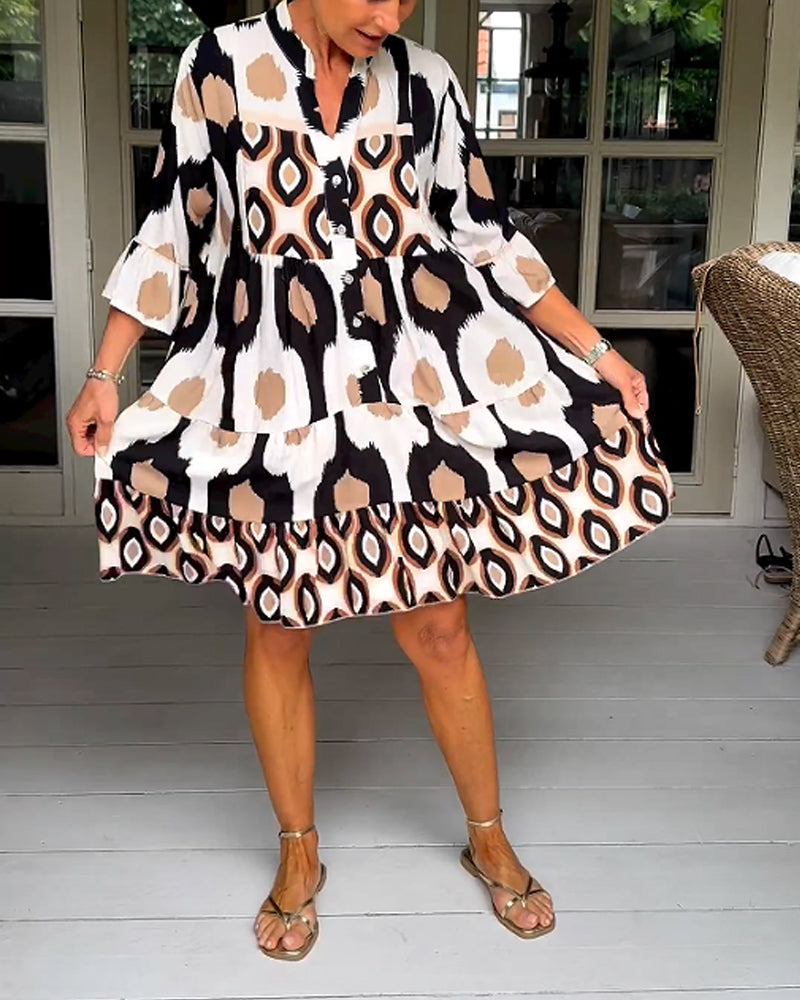 W&W Mode A-line Kleid | Stilvolles bedrucktes Midi-Sommerkleid für Frauen mit Taschen