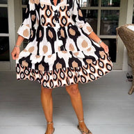 WW A-line Kleid | Stilvolles bedrucktes Midi-Sommerkleid für Frauen mit Taschen